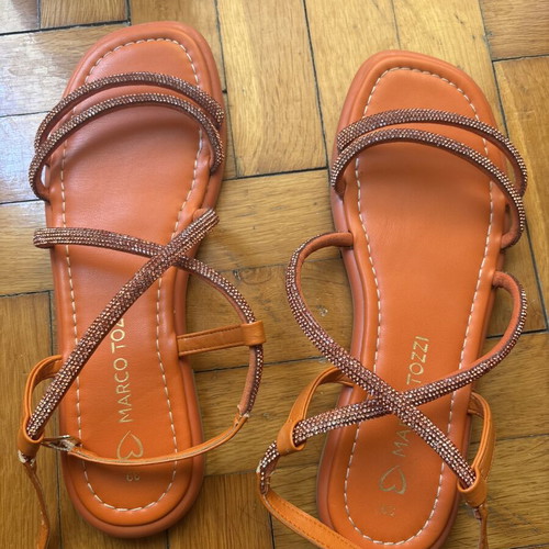Marco Tozzi orange sandals with rhinestones, size 39