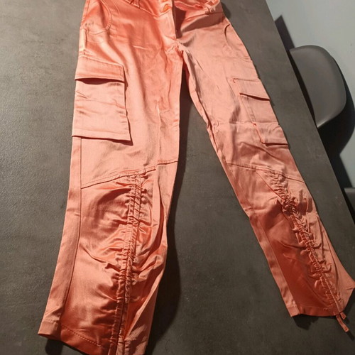 Pink satin fitted pants like new, size S
