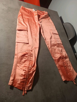 Pink satin fitted pants like new, size S
