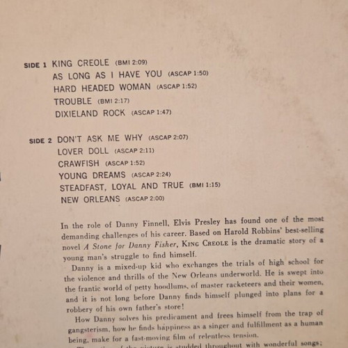 King Creole vinyl record by Elvis Presley 1958, like new
