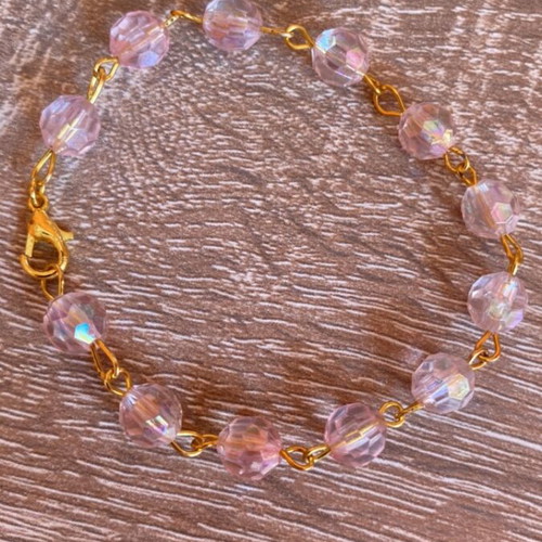 Set of 3 Handmade Bracelets in Gold, Light Pink, and Purple
