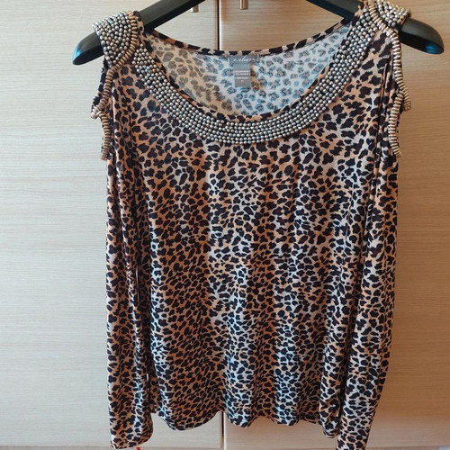 C.Oliver leopard print blouse with studs XL new