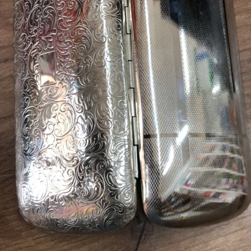 Glasses case like new, German tin silver color
