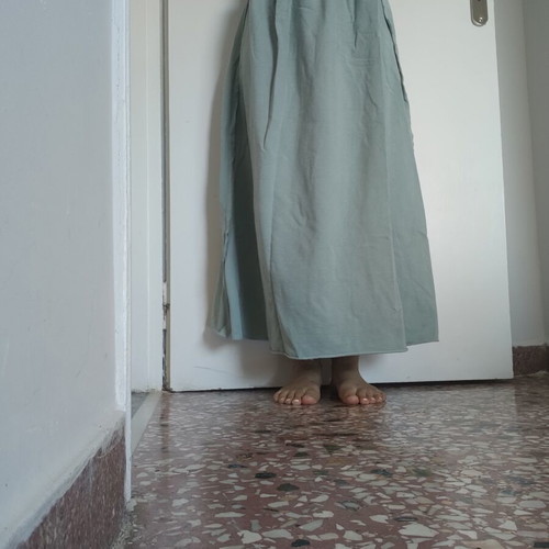 Maxi skirt with elastic waist used, pistachio green