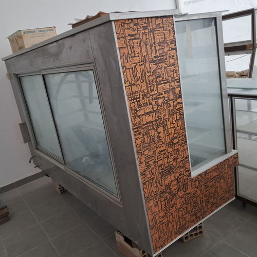 Vintage display cabinets and refrigerator for bakery or pastry shop