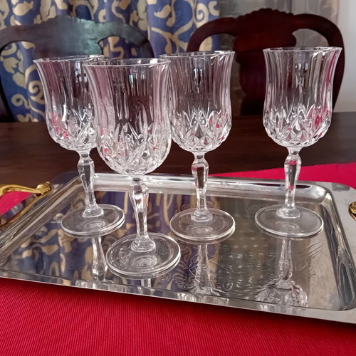 Set of four crystal wine glasses like new, 18 cm tall