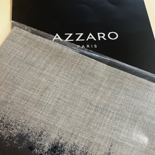 Azzaro scarf new gray and blue, 100% virgin wool