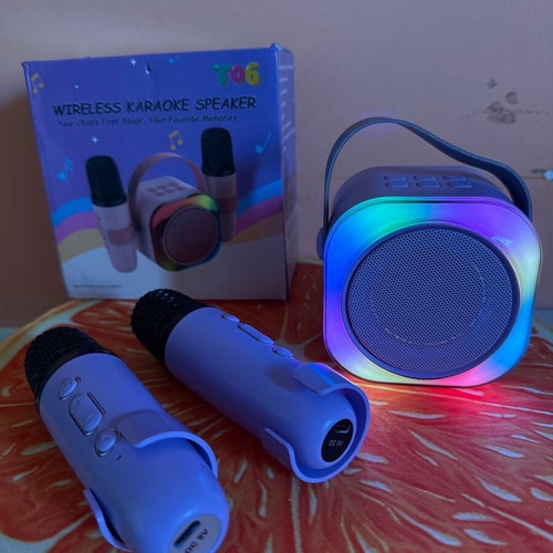 Wireless Karaoke Speaker with 2 Microphones and RGB Lights like new