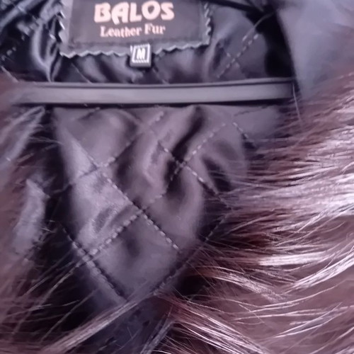 Balos leather jacket with silver fox collar, like new, size M