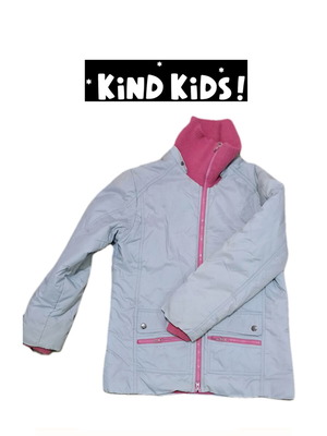 Kind Kids kids jacket for 10-year-old girl like new, gray and pink missing hood