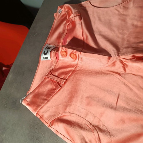 Pink satin fitted pants like new, size S