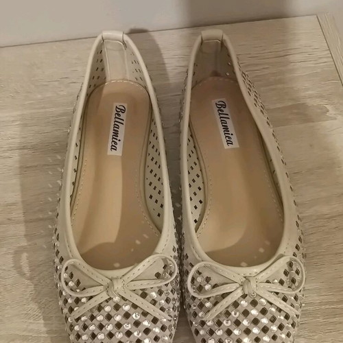 Ballerina shoes new, size 39, beige suede with rhinestones