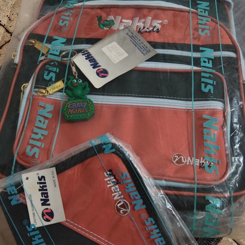 Vintage Nakis school bag and pencil case new, 90s set