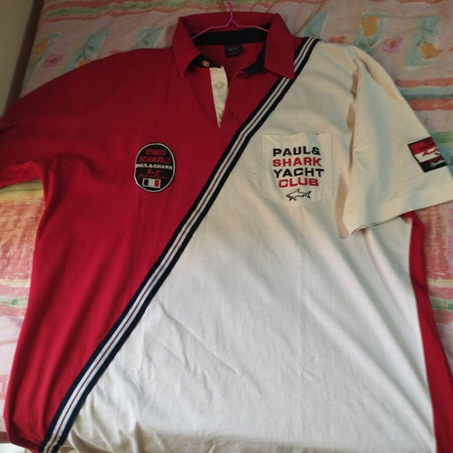 Paul & Shark men's polo shirt XXL like new, white and red