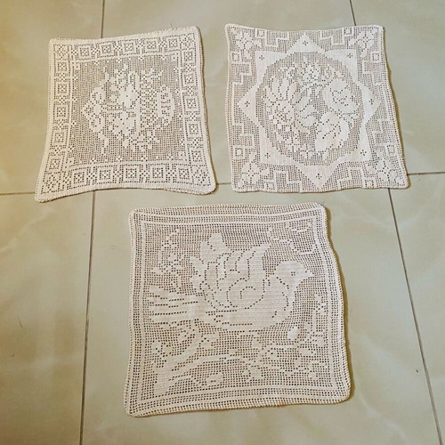 Decorative handmade knitted pillowcases like new, set of 3