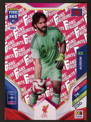Κάρτα 2026 Panini FIFA 365 Adrenalyn XL FAN1 Alisson σαν καινούργια