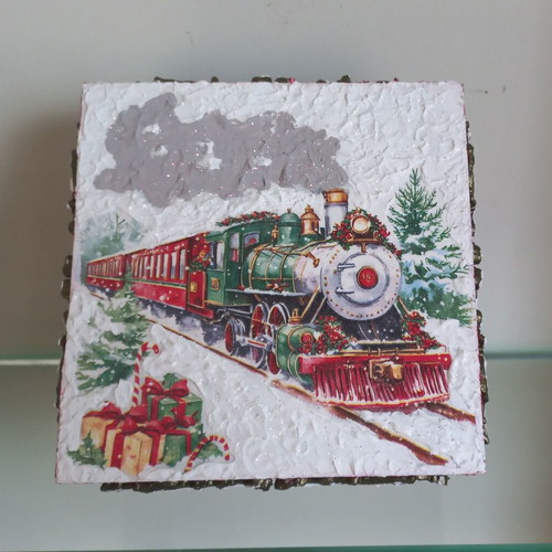 Christmas wooden box handmade with Plexiglas balls new