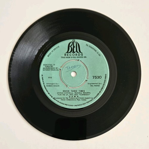 Dawn Knock Three Times 7" vinyl single near mint
