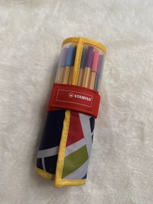 Pencil case with Stabilo pens like new
