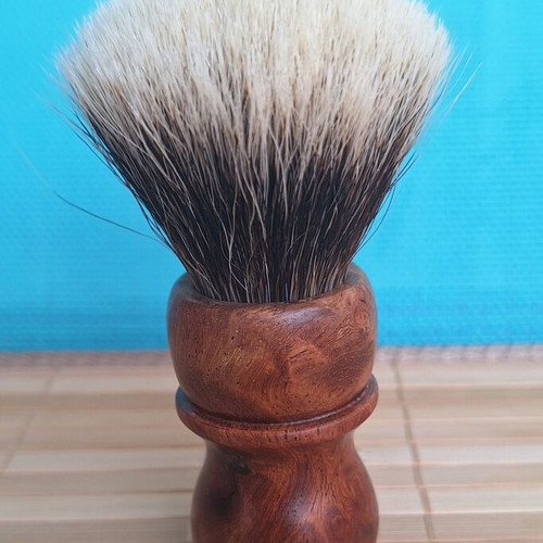 Elite Razor Amboyna Burl Shaving Brush like new, handmade USA