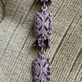 Silver bracelet 925 with garnet and marcasite, like new