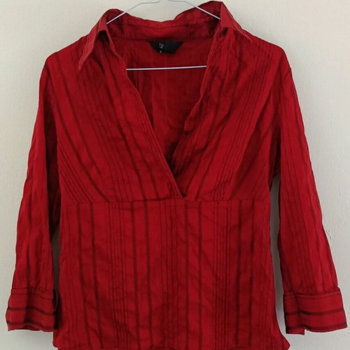 Zara shirt red with 3/4 sleeve like new, size M