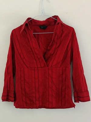 Zara shirt red with 3/4 sleeve like new, size M