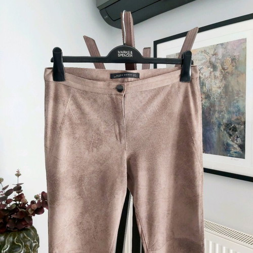 Zara fitted suede beige pants like new size M