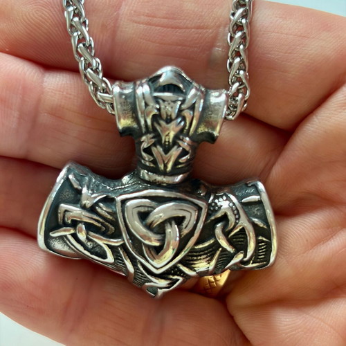 Viking War Hammer Pendant 316L Stainless Steel with 60 cm Chain, New
