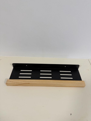 Bathroom shelf new black metal with wooden edge 40x13