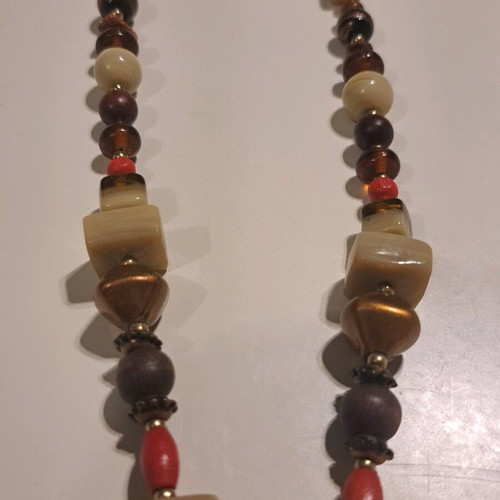 Necklace like new with multicolored beads and gold sailboat pendant
