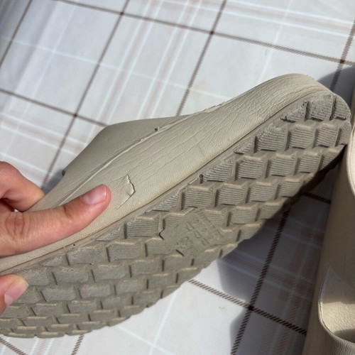 Slippers size 36 used, beige with minor wear