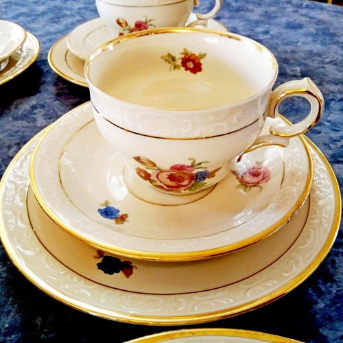 Antique set of six cups Danish Kobenhavns Porcelain Maleri 1930