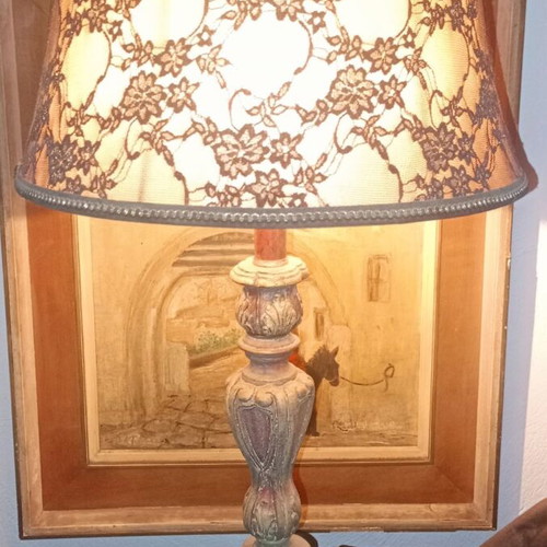 Retro lamp like new with embroidered shade