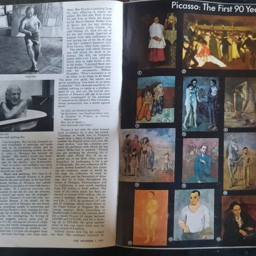 Time Picasso magazine used, 1971 edition, collectible 60 pages
