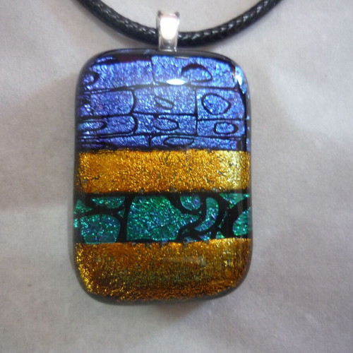 Handmade pendant necklace from dichroic glass like new, multicolored
