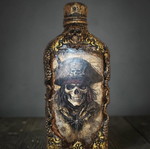 Handmade decorative bottle with pirate theme