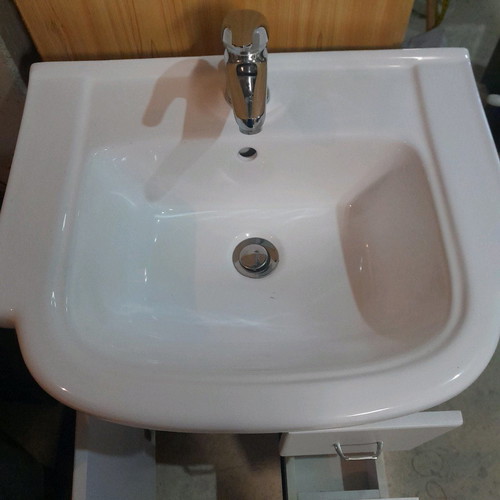 Bathroom cabinet used 85×55 white with faucet, sink and mirror