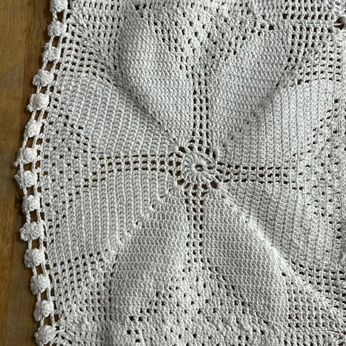 Handmade white knitted blanket quilt vintage used 1.80 x 1.34 m