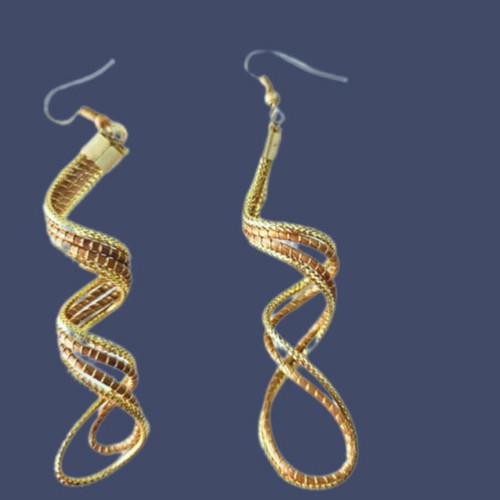 Golden grass earrings like new, handmade boho style