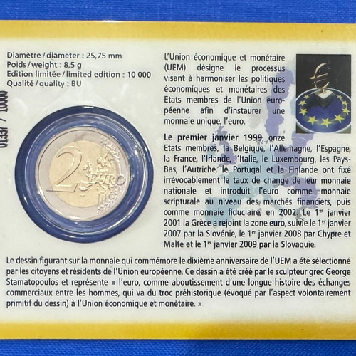 Luxembourg 2 Euro 2009 10th Anniversary Economic and Monetary Union BU