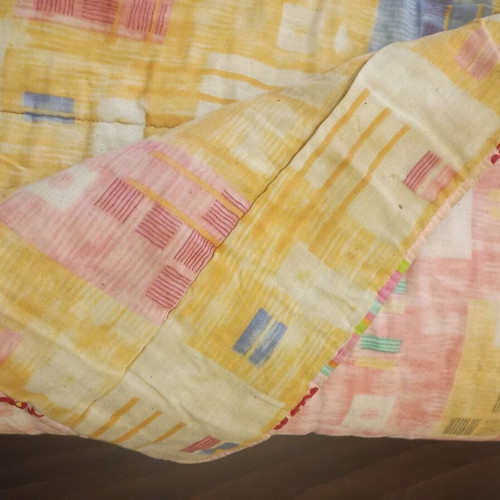 Light quilt used, 2.10x1.40 m, colorful yellow and orange