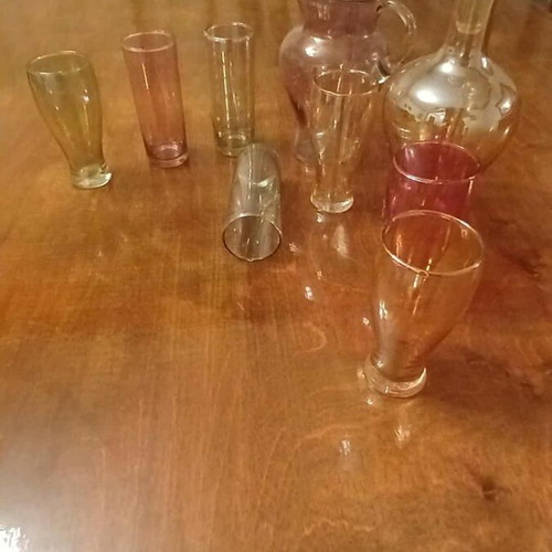 Vintage drink glasses and jugs like new, set of 10 pieces