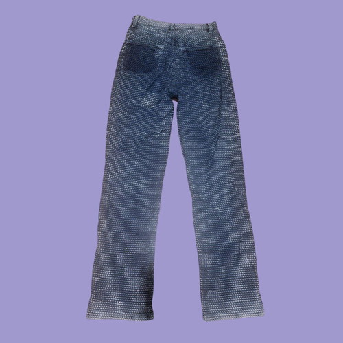 Topshop Kort Basket Weave Straight Leg Jeans like new, blue