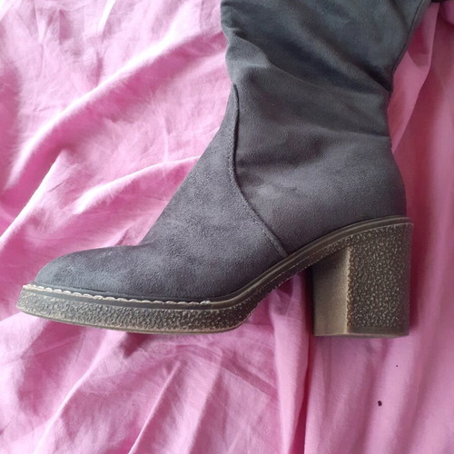 Women's boots like new, grey fabric imitation suede, size 38