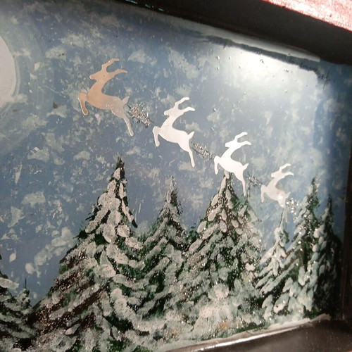 Christmas serving tray made to order, hand-painted with Santa and reindeer