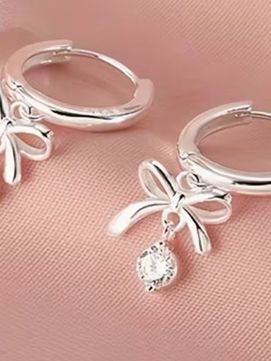 925 Silver Bow Earrings new