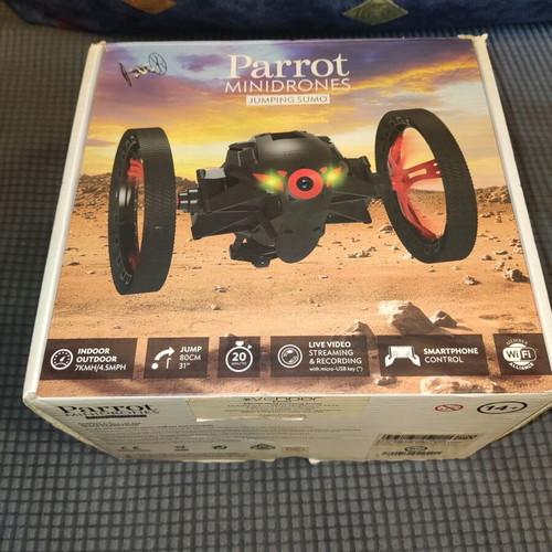 Parrot Jumping Sumo remote control drone used with accessories