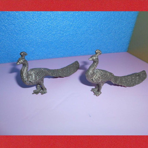 Metal peacocks used, set of 2, length 12 cm and height 6 cm