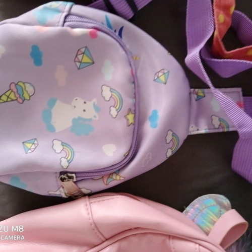 3 bags and a wallet together, girl-themed
